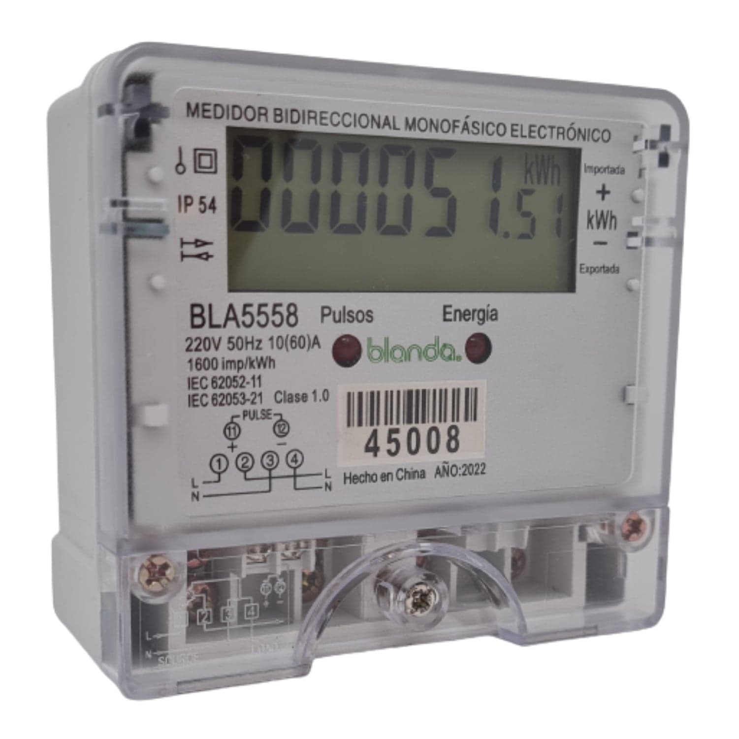 Medidor Bidireccional Monofásico BLA5558 Blanda