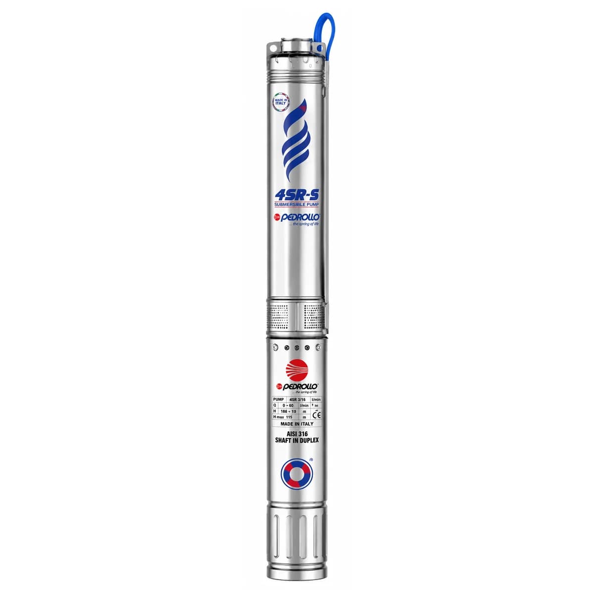 Bomba sumergible pozo profundo 1 HP 220V 4SR8m/4 Pedrollo