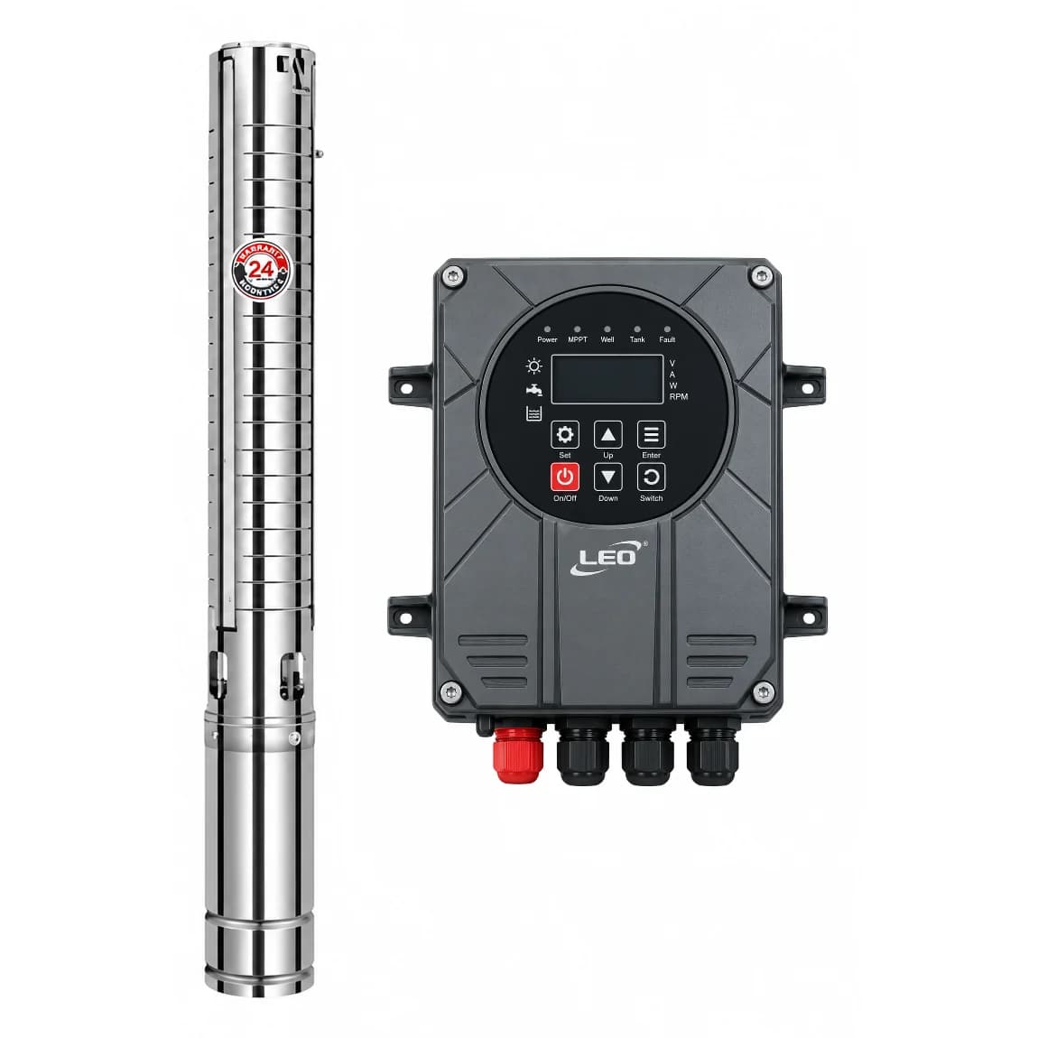 Bomba solar sumergible de pozo 4LPY 16-97-200-2200 DSFP 97 m 2200W AC/DC LEO
