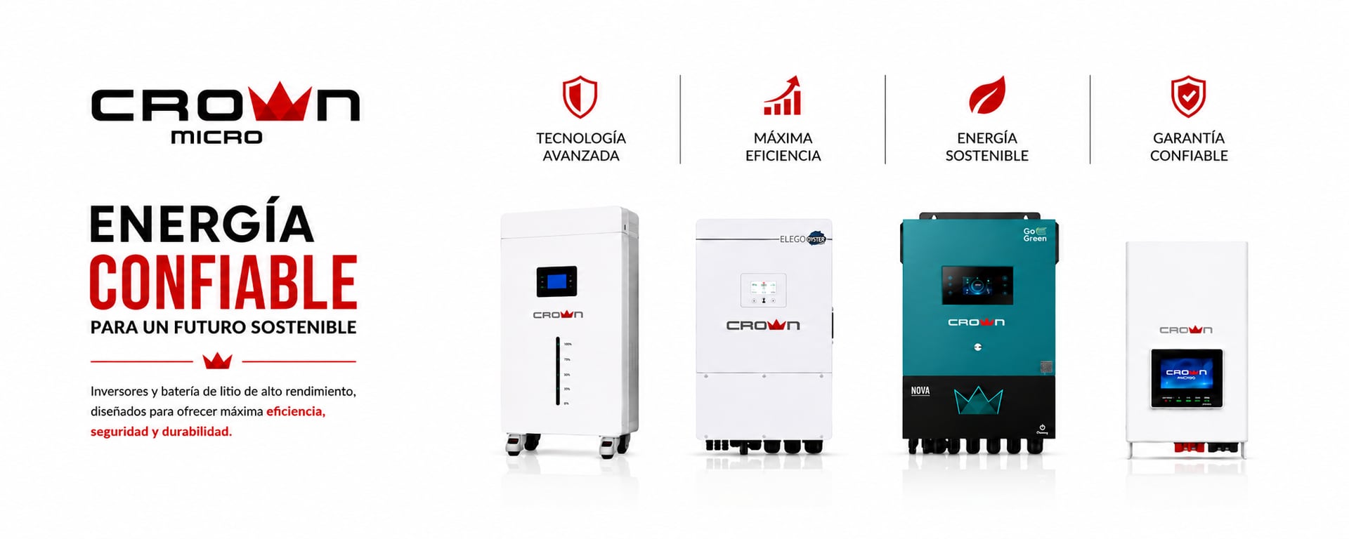 Crown Micro: inversores y batería de litio con tecnología avanzada, máxima eficiencia, energía sostenible y garantía confiable